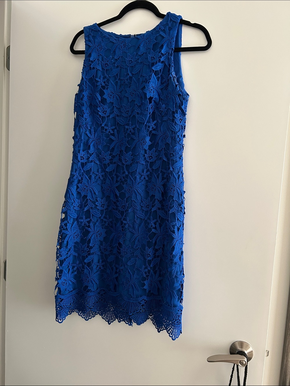 Ralph Lauren Cobalt Blue Floral Lace Sleeveless Dress